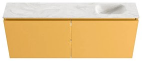 Mondiaz Ture DLux toiletmeubel 120cm ocher met wastafel ostra rechts met kraangat