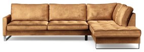Rivièra Maison - West Houston Corner Sofa Chaise Longue Right, velvet, cognac - Kleur: bruin
