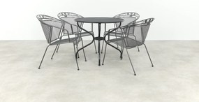 Elegance ronde stapelbare bistroset strekmetaal Ø90 cm. - Antraciet