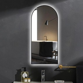 Saniclear Arc toog spiegel met zwarte lijst 45x100cm met verlichting en verwarming