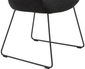 Goossens Eetkamerstoel Hera grijs stof met armleuning, modern design