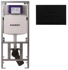 Geberit Inbouwreservoir UP320 met QeramiQ metal bedieningsplaat - dualflush - rechthoekige knoppen - metaal zwart mat SW706193 0701131