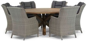 Tuinset Ronde Tuintafel 6 personen 160 cm Wicker Grijs  Garden Collections Aberdeen/Sand