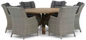Tuinset Ronde Tuintafel 6 personen 160 cm Wicker Grijs Garden Collections Aberdeen/Sand
