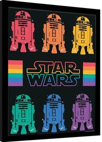 Ingelijste poster Star Wars Pride - R2D2 Rainbow