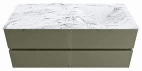 Mondiaz Vica DLux badmeubel 120cm army 4 lades met wastafel glace rechts zonder kraangat