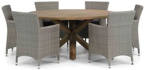 Tuinset Ronde Tuintafel 6 personen 160 cm Wicker Grijs Garden Collections Dublin/Sand
