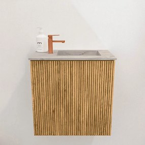 Mondiaz Joya DLux 40cm toiletmeubel oak met wastafel faye rechts 1 kraangat glace