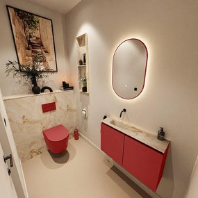 MONDIAZ TURE-DLUX 80cm toiletmeubel Fire. EDEN wastafel Frappe positie links. Zonder kraangat. TUREDX80FIRL0FRA