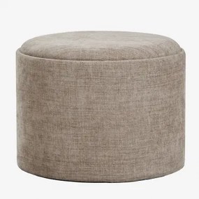 Berkeleni Ronde Gestoffeerde Poef Met Dienblad En Opbergruimte Ø55 Cm & Stof Zandbruin - Sklum