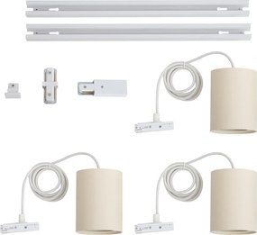 Modern railsysteem met 3 hanglampen wit met beige 1-fase - Iconic Holt