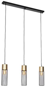 Eettafel / Eetkamer Design hanglamp zwart met goud 3-lichts - Maura Design E27 rond Binnenverlichting Lamp