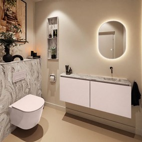 Mondiaz Ture DLux toiletmeubel 120cm rosee met wastafel glace rechts zonder kraangat