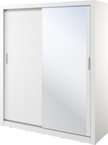 Kledingkast Fresno 146, Wit, 216x181x60cm, 151 kg, Kledingkast deuren: Schuivend