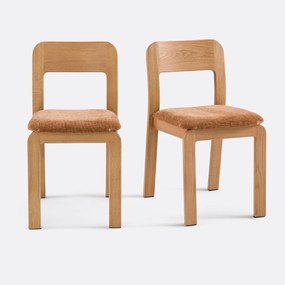 Set van 2 massief eiken gestoffeerde stoelen Talet