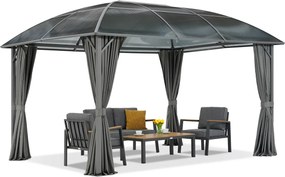 Dominican 3x4 metalen tuinhuisje met gordijnen Garden Point antraciet