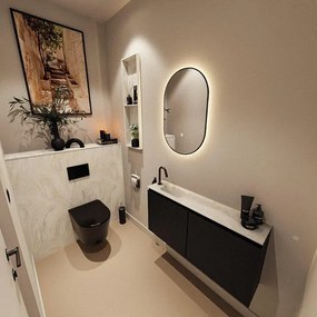 MONDIAZ TURE-DLUX 100cm toiletmeubel Urban. EDEN wastafel Ostra positie links. Met 1 kraangat. TUREDX100URBL1OST