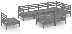vidaXL 8-delige Loungeset massief grenenhout grijs