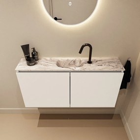 Mondiaz Ture DLux toiletmeubel 100cm talc met wastafel glace midden met kraangat