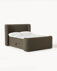 Bouclé boxspring bed Perla met opbergruimte