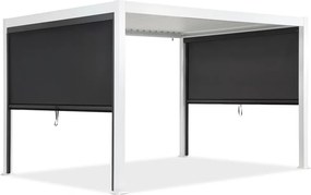 Lagos 3x4 vrijstaande terraspergola met 3 m lange Garden Point witte en antraciet zijrolluiken