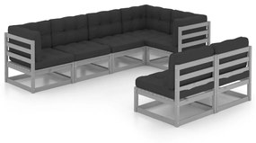 vidaXL 7-delige Loungeset met kussens massief grenenhout