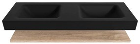 Zaro Alan badmeubel 140cm met planchet washed oak en vrijhangende wastafel cloud dubbel 2 kraangaten urban