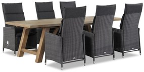 Tuinset 6 personen 260 cm Wicker Zwart Garden Collections Madera/Lazio