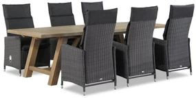 Tuinset 6 personen 260 cm Wicker Zwart Garden Collections Madera/Lazio