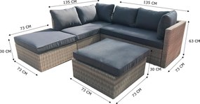 Baratti Hoek Loungeset Amalia - Antraciet &amp; Grijs - Wicker - Baratti