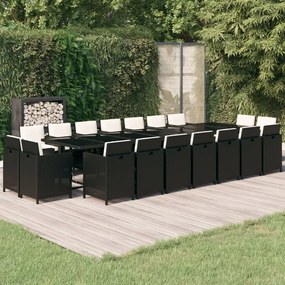 vidaXL 19-delige Tuinset met kussens poly rattan zwart