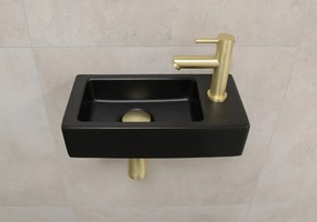 Mueller Mini Rhea 36x18x9cm zwarte fonteinset met kraan goud rechts