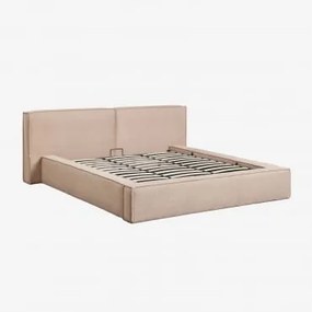 Bed Met Opklapbare Gestoffeerde Boxspring Lunari 180 X 200 Cm & Bouclé Licht Zandbruin & Zonder Matras - Sklum
