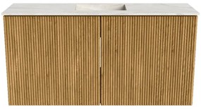 Mondiaz Joya DLux 80cm toiletmeubel oak met wastafel faye midden 1 kraangat ostra