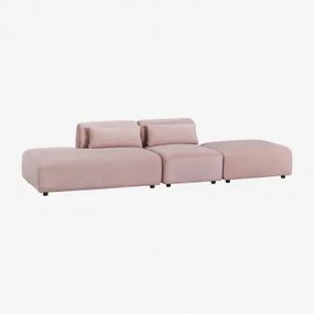 2-delige Modulaire Bank Met Links Chaise Longue En Fogler Poef Corduroy Roze Wijn - Sklum