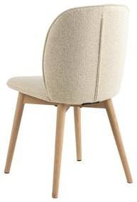 Eetkamerstoel Met Houten Poten Beige Boucle