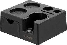 VEVOR Espresso-tampstation van ABS, 7-in-1 multifunctioneel tampstation met verwijderbare gleuf, Espresso-klopbox met antislipbodem, geschikt voor handgrepen van 51-58 mm, zwart