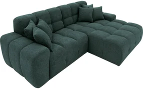 Goossens Excellent Bank Kubus - 30 X 30 Cm Stiksel blauw, stof, 1,5-zits, modern design met chaise longue rechts