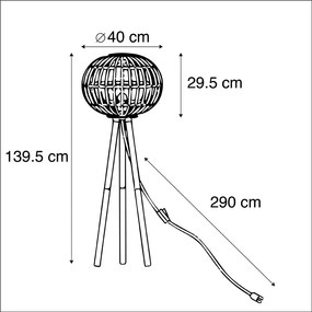 Landelijke vloerlamp bamboe - Canna Landelijk / Rustiek E27 bol / globe / rond Binnenverlichting Lamp