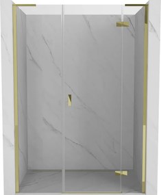Mexen Mist-H L douchedeur scharnierend rechts 160 cm, transparant, goud - 8A5L-160-001-50-00-P