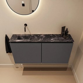 Mondiaz Ture DLux toiletmeubel 100cm dark grey met wastafel lava links zonder kraangat