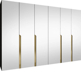 Kledingkast Hartford 593, Gouden, Zwart, 202x300x52cm, 210.5 kg, Kledingkast deuren: Met scharnieren