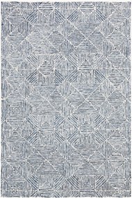 Handgetuft laagpolig wollen vloerkleed Azure