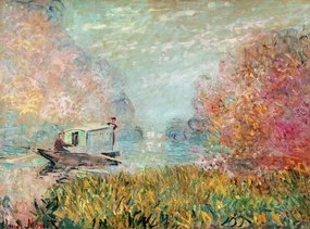 Monet, Claude - Kunstdruk The Boat Studio on the Seine, 1875, (40 x 30 cm)