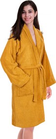 Badjas - 100% Katoen, waarvan 50% Gerecyclede Katoen - GRS Gecertificeerd - Maat M - Honey Yellow