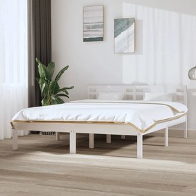 vidaXL Bedframe massief hout wit 150x200 cm 5FT King Size