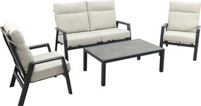 Lagos/Atlanta stoel-bank loungeset 4-delig verstelbaar - Antraciet