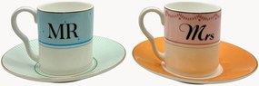 Kopjes & schoteltjes Mr. & Mrs. van Fine Bone China, 4-delig