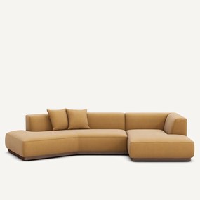 Open rechte hoekbank in linnen fluweel, JACOPO