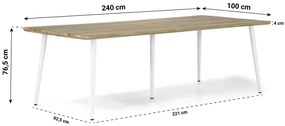 Dining Tuintafel   240 x 100 cm Aluminium/teak Wit  Montana